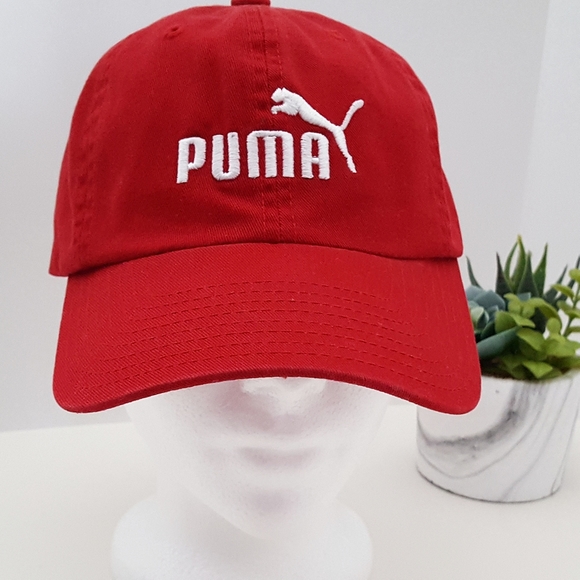 Puma❤Red Cotton Cap/Hat W/ Curved Brim Adjustable Size - Picture 2 of 10